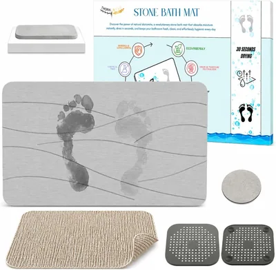 Matraca de Diatomita para Baño - Rápida Secado, Antideslizante y Antibacteriana - Alfombra de Piedra para Baños Modernos/Clásicos - Diseño y Comodidad
