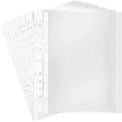 A4 Transparent File Pockets, 100 Pieces