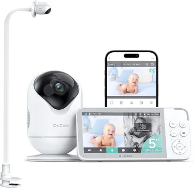 Dr.Care VistaView Baby Monitor Smart Wi-Fi 5" con Soporte Clip, Cámara HD 2K, Control de App, Alarmas de Llanto y Movimiento, Noche Visio - Mejor Oferta