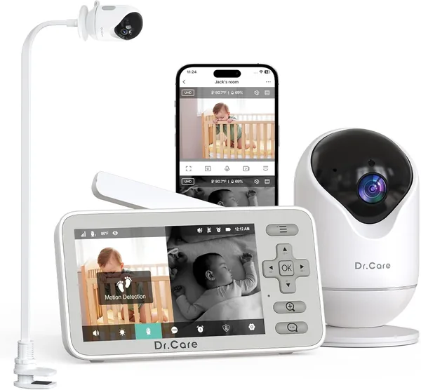 Dr.Care VistaView Lite Cámara de Vigilancia WiFi para Bebés de 4 Pulgadas, Pantalla Dividida 720P y 1080P, Visión Nocturna, Alertas de Movimiento - Mejor Oferta