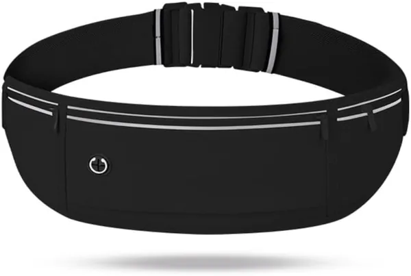 Pochete Esportiva Slim para Corrida e Academia - Porta Celular de Cintura Ajust vel (Preta)