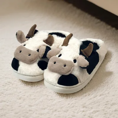 Plush Cow Slippers Women Men - Best Deal