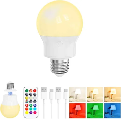 Lámpara LED E27 Recargable con Control Remoto, Ajustable, Magnética, 3 Temperaturas de Color + 9 Colores RGB, 480LM