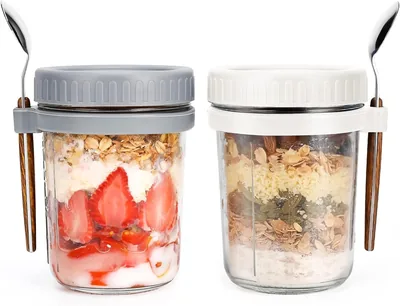 Overnight Oats Jars Set, Airtight Oatmeal Container