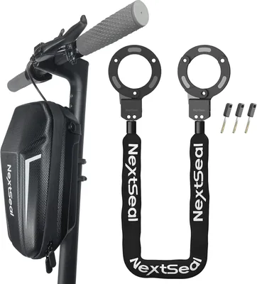 NextSeal E Scooter Lock, Anti-Theft Bike Lock med Lagringstas och 3 Nycklar, Enkelt Trycklock, 6mm Kettinglock, Handbeltlock
