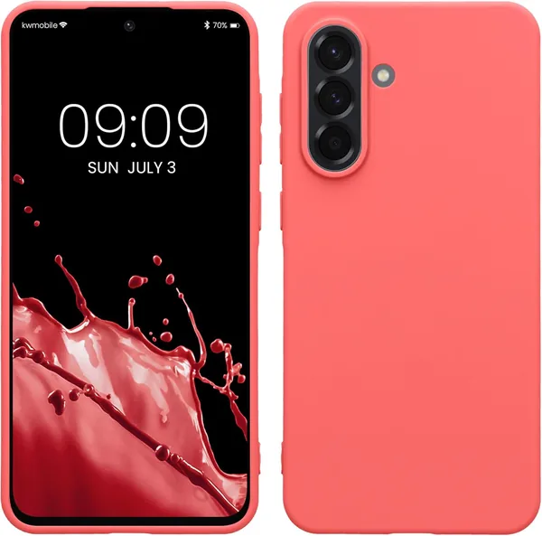 Étui kwmobile Compatible avec Samsung Galaxy A56 5G - Coque de Protection en Silicone Souple - Corail Neon