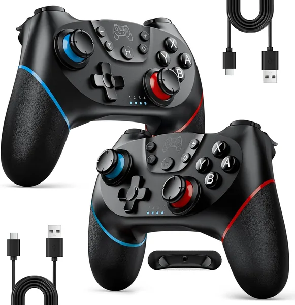 Wireless Controller for Switch 2/Switch/Lite/OLED, 2 pack, Turbo/Ergonomic (Black&Black)