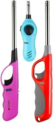 GENZY Utility Lighter 3 Pack - Wind Resistant & Refillable