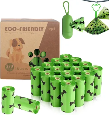 270 Bolsas para Popo con Dispensador y Clip, Olor a Lavanda (Biodegradables, 18 Rollos)