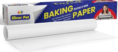 Silver Pot Baking Paper Roll 10m x 30cm - Non-Stick Parchment for Oven & Food