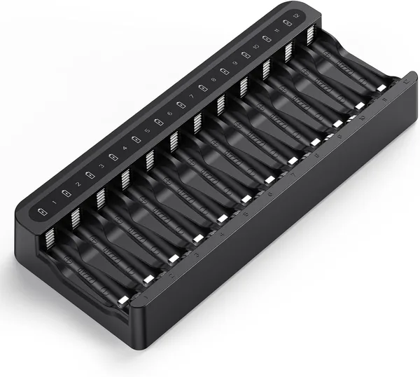 POWEROWL -12-slot Battery Charger for AA & AAA Ni-MH Rechargeable Batteries