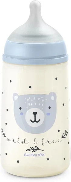 Suavinex, 270 ml Bottle with Physiological SX Pro Silicone Teat with Anti-colic Valve, Medium Flow (M)
