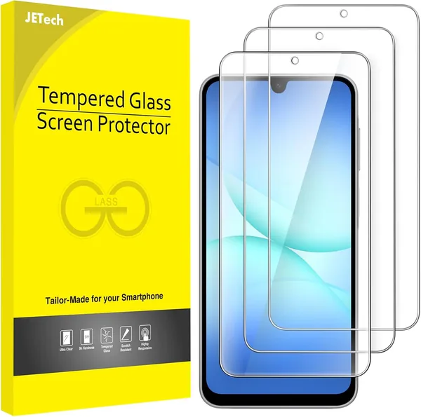 Protection d'écran JETech pour Samsung Galaxy A17 5G/4G, verre trempé 9H, anti-rayures, transparent HD, paq de