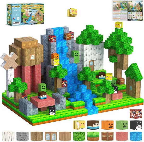 Magnetische bouwblokken, 108 stuks, Magneten voor kinderen van 3-9 jaar, Montessori speelgoed, Creatieve ontwikkeling