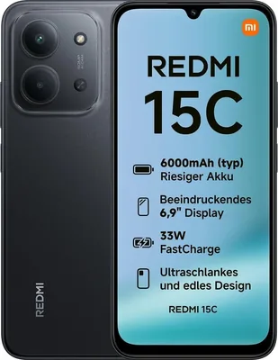 خصم 9% على هاتف Xiaomi Redmi 15C - 6GB + 128GB، أسود منتصف الليل، شاشة 6.9 بوصة 120 هرتز، MediaTek Helio G81-Ultr، كاميرا مدمجة