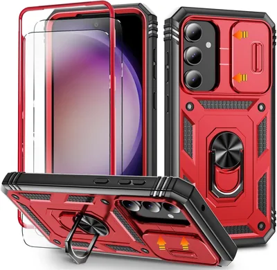 Samsung Galaxy S23 FE Case - Black/Red with Screen Protector