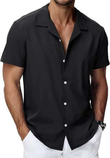 HMIYA Mens Hawaiian Shirts Short Sleeve Button Up Chemise Homme S-3XL