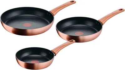 Lagostina Rosé Set di 3 Padelle Antiaderenti, Diametro 20/24/28 cm, Rivestimento Titanio, Indicatore Termo-Segnale, Manici Rivettati - 38% di Sconto
