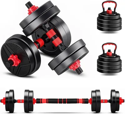 Kit Haltere 6 em 1 Ajustável para Musculação - 15kg Preto - Multifuncional com Barra e Kettlebell Best Deal