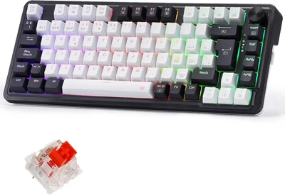 Teclado mecánico Redragon K673 Pro RGB 75% con goma antiruido, 82 teclas QWERTY en español | Control de perno 2.4G/BT/USB-C