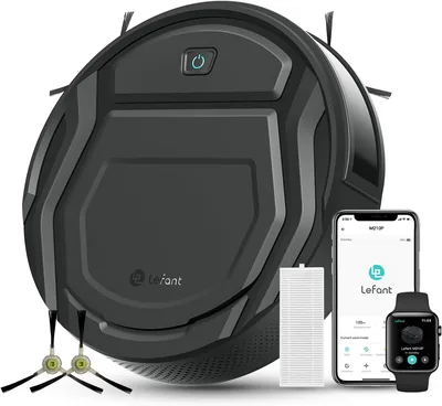 Lefant M210P Robot Aspirapolvere 2200Pa Ultra Sottile 8 cm, Nero | Progettazione centrale senza fili per ridurre i grovigli di capelli, ideale per