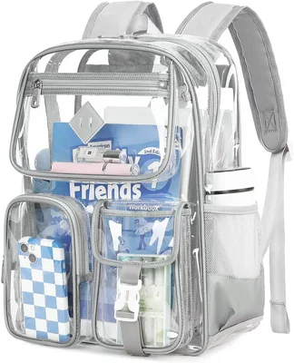 Mochila Transparente de PVC Impermeable, Compartimentos Reforzados | Mochila Escolar Grande para Niños