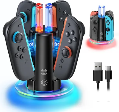 Switch 2/1 Both: Controller Charger Dock, 8-in-1 JoyCon Charging Stand