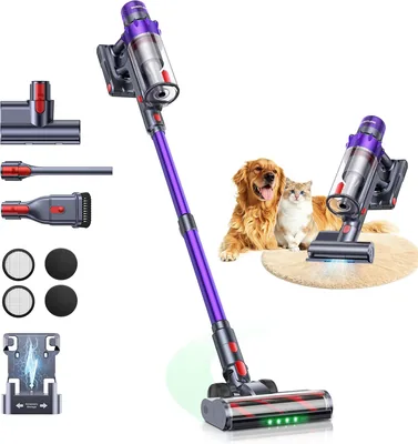 SMOTURE 600W 55KPa Aspirateur sans fil, 75 min d'autonomie avec brosse pour matelas, chargeur mural et L