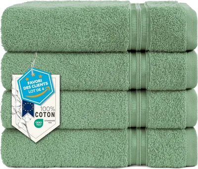 Hammetex Premium 100% Coton Ensemble de 4 Serviettes de Bain - Grandes Serviettes 50 x 100 cm - Douces, Absorbantes - Séchage Rapide