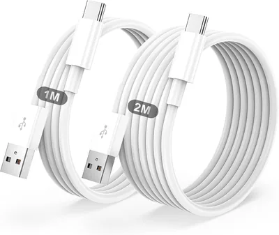 USB C Cable 2 Pack - 1M+2M Type C Charger Lead 34% Off