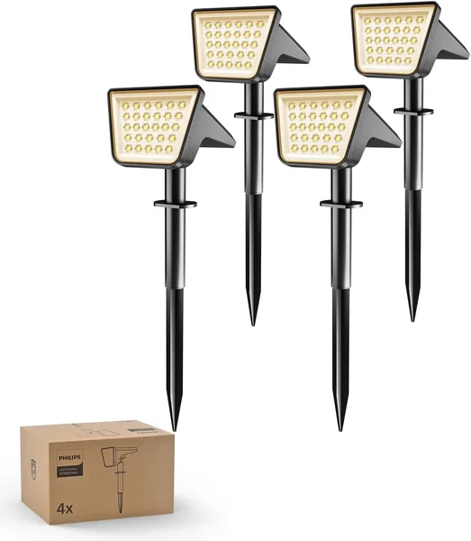 Philips Pack of 4 Solar Spotlights for Outdoor Garden