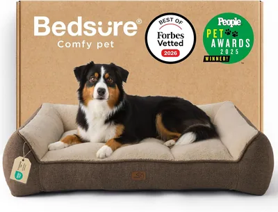 Bedsure Wasbaar Mandje voor Grote Honden - 114x81cm Extra Dikke Steunende Hondensofa met Waterdicht Hoesje, Antislip Mandje in S
