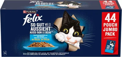 Flexi As Well As It Looks Wet Aliment pour Chat en Gelée, Variété de Saveurs Aquatiques, 44 Pack (44 x 3 oz)