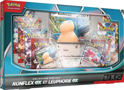 Pokémon : Collection Spéciale Snorlax-ex et Leuphorie-ex (2 cartes promo brillantes, 1 carte grande brillante et 8 Boost)