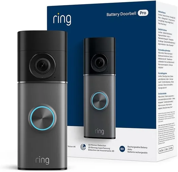 Ring Battery Video Doorbell Pro (newest gen) | DIY Wireless Doorbell Camera | Retinal 4K, wide-angle