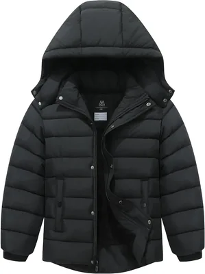 Boy's Quilted Winter Jacket Waterproof Down Coat Puffy Hood