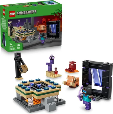 LEGO Minecraft Reise med Nether och End Portal - Speels Byggnadskit - För Jagare och Flickor - Enderman