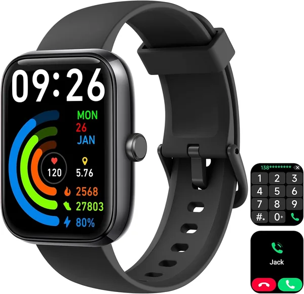 Smart Watch for Men Women with Bluetooth Call, Alexa Built-in, Heart Rate & Sleep Monitor, 1.83" DIY