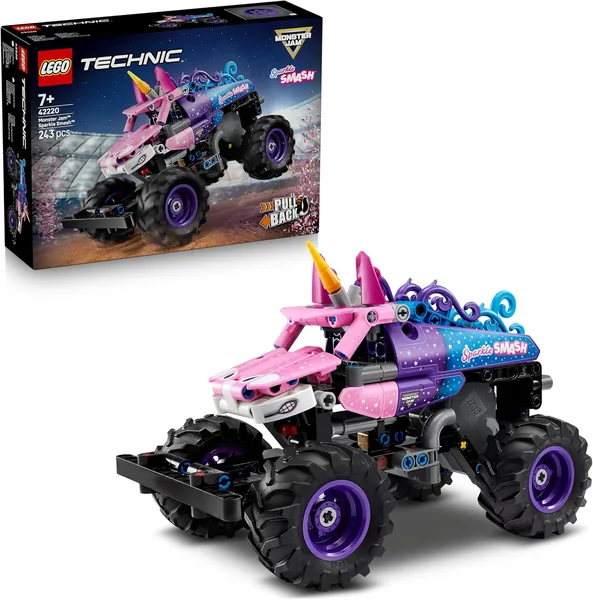 LEGO Technic Monster Jam Sparkle Smash Pull-Back Truck Toy - Rosa Unicorn Motortärn som Kommer Att Spräka! Best Deal