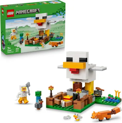 LEGO Minecraft Hühnerfarm - Baukasten mit Hühnerfan Mini-Figur, Baby Zombie und Fuchs Figuren - Set mit Minecraft Figuren