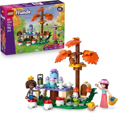 LEGO Friends Teeparty im Wald - Bauset mit 2 Minifiguren, 2 Tierfiguren & Essenszubehör - Kinder Spielzeug