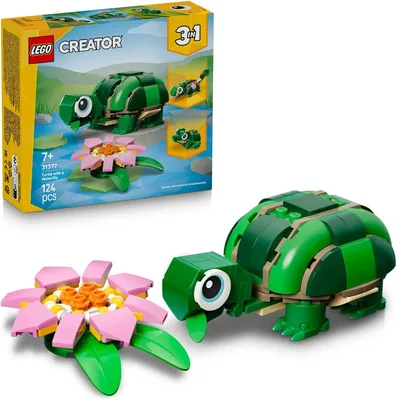 LEGO Creator 3in1 Schildpad met Waterleliebloem - Dierfiguur verandert in Chameleon of Kikker - DIY Bureau Decoratie (10% Korting)