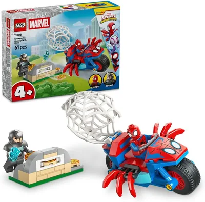 LEGO Spidey on Motorcycle vs Rhino - SuperHero Toy
