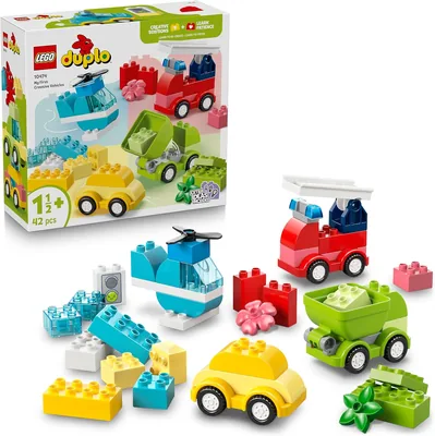 LEGO DUPLO Creatieve Voertuigen - Educatieve Speelgoed voor Kleuters met Auto's en Trucks - Verbetert Fijn Motorisch Vaardigheden - Verjaardag Geschenk