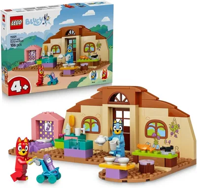 LEGO Blue Szkoła z Ryżykiem i Blue - Zestaw Konstrukcyjny dla Dzieci, Szklana Scenka z Minikuchnią i Kawiarnią