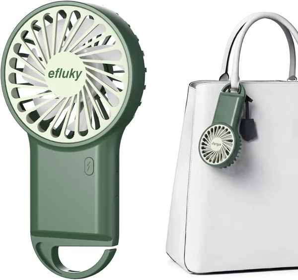 efluky Taschenventilator, Mini-Ventilator, Kleiner Taschenventilator mit 3 Geschwindigkeitsstufen, Ladeventilator mit Haken für Zuhause und Draußen - Best Deal