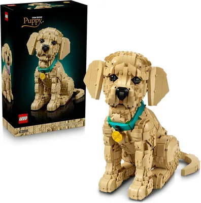 LEGO Icons Golden Retriever Puppy Building Set, Posable Figure, Home Decor