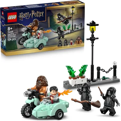 LEGO Harry Potter Hagrid y Harry: Escape de Privet Drive - Bicicleta con 4 Minifiguras Incluidas, Mortífagos y Modelo de Calle