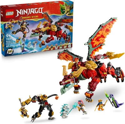 LEGO Ninjago Wyldfyres Dragon Mech - 2-in-1 Ninja Action Figur mit Mech der Kaiserin Beatrix und 6 Mini Figuren - Geburtstagsgeschenk