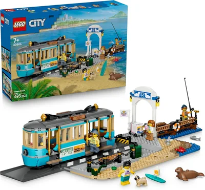 LEGO City Klassischer Strandtram - Bausatz mit Schienensystem, Straßenlandschaft, 5 Mini-Figuren und 5 Tierfiguren - 38% Rabatt